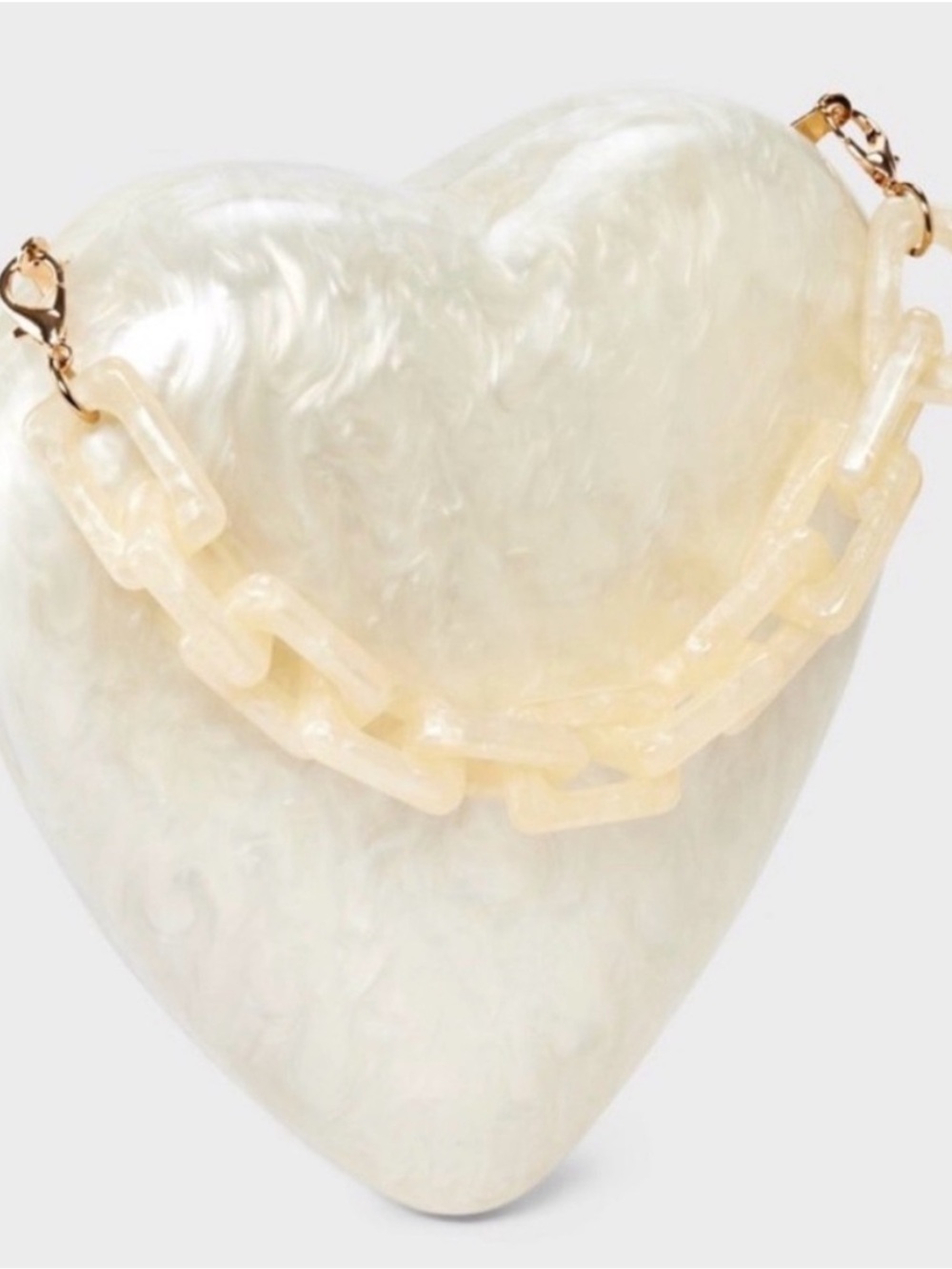 A New Day Pearlescent Heart Bag with Chain Strap
